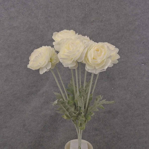 [SE6048-CRW] RANUNCULUS BUSH X8 FLK/STEM 18"  CREAM/WHITE