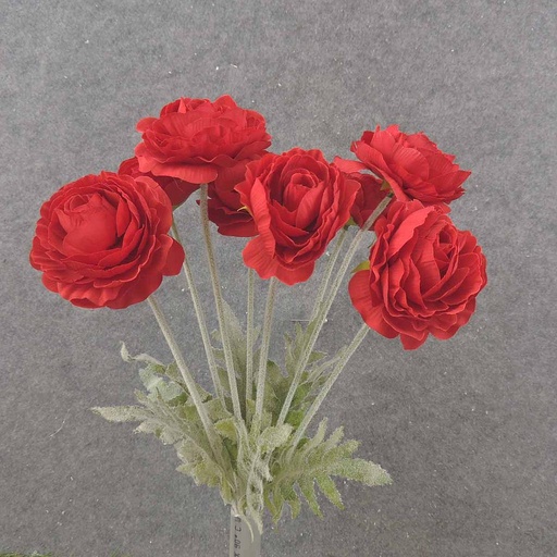 [SE6048-RED] RANUNCULUS BUSH X8 FLK/STEM 18"  RED