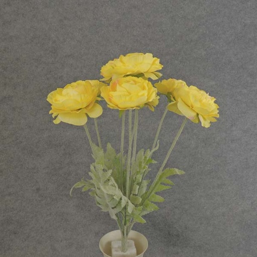 [SE6048-YEL] RANUNCULUS BUSH X8 FLK/STEM 18"  YELLOW