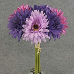 [SE6051-PPL] GERBERA BUNDLE X7  12&quot;  PURPLE/PINK/LAVENDER