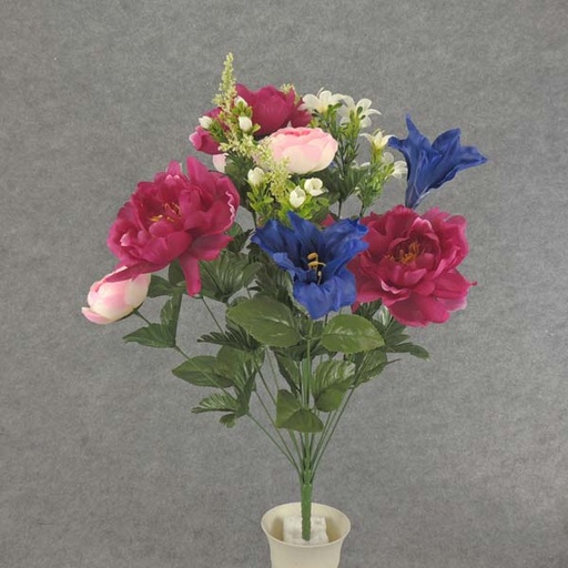 [SE6064-BPB] PEONY/LILY/RANUNCULUS BUSH X18 23" BEAUTY/PNK/BL