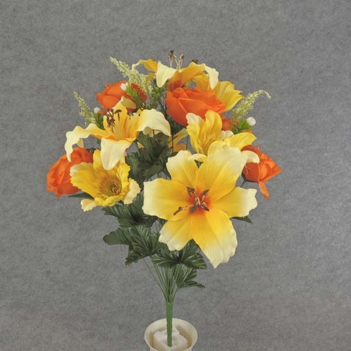 [SE6065-YOR] ROSE/TIGER LILY/COSMOS BUSH X18 22" YELLOW/ORANGE
