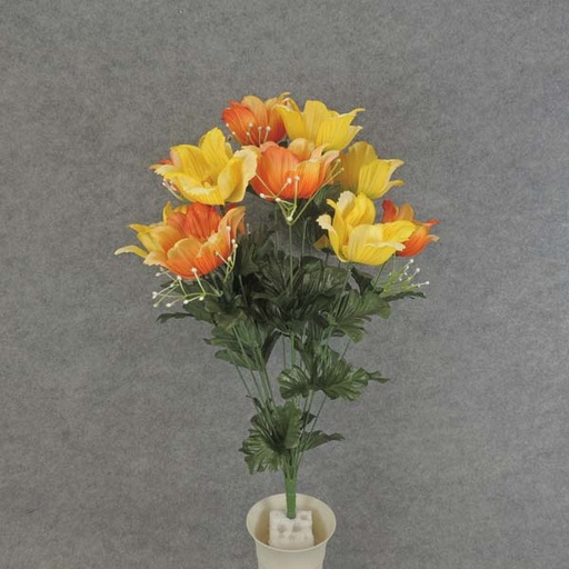 [SE6067-OYL] POPPY BUSH X14      22"  ORANGE/YELLOW