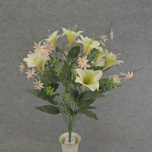 [SE6074-CGP] LILY/MINI DAISY BUSH X18  24"  CREAM/GREEN/PINK