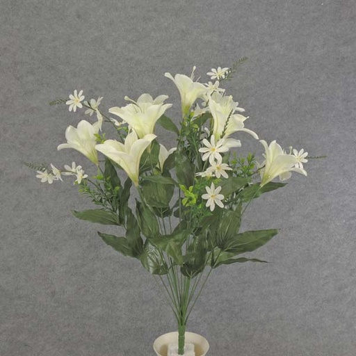 [SE6074-CWH] LILY/MINI DAISY BUSH X18  24"  CREAM/WHITE