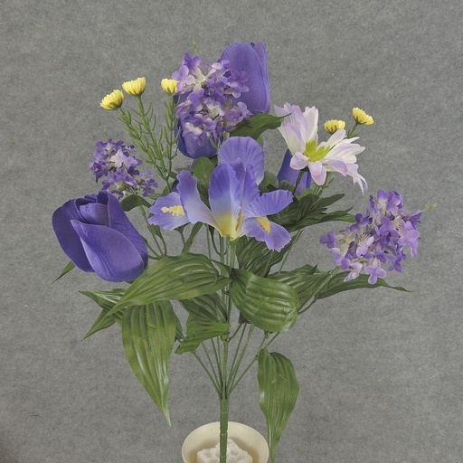 [SE6077-PUL] 20" TULIP/IRIS/DAISY/LILAC BUSH X14