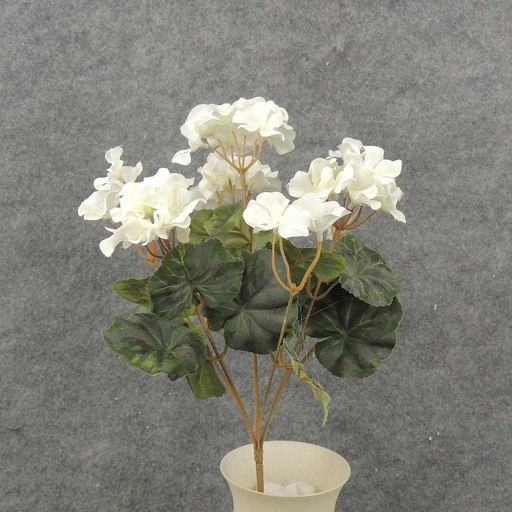 [SE6089-WHT] GERANIUM BUSH 14.5" X7  WHITE