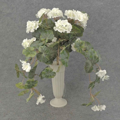 [SE6091-WHT] GERANIUM BUSH W/VINES 20x15"    X12 WHITE