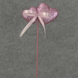 [SE7500-PNK] HEART DOUBLE GLITTER 18&quot; OAL (6/BAG)   PINK