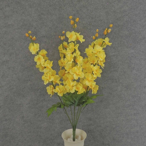 [SE8001-YEL] DELPHINIUM BUSH X5 23" W/BUDS  YELLOW