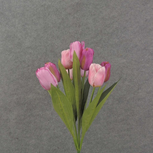 [SE8040-BPK] TULIP BUSH 18" X9 SATIN  BEAUTY/PINK