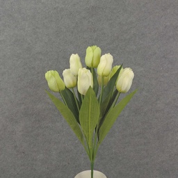 [SE8040-CGN] TULIP BUSH 18&quot; X9 SATIN  CREAM/GREEN