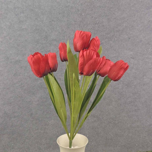 [SE8040-RED] TULIP BUSH 18" X9 SATIN  RED