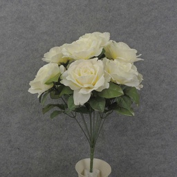 [SE8058-CRM] ROSE BUSH OPEN 19" X12 SATIN  CREAM