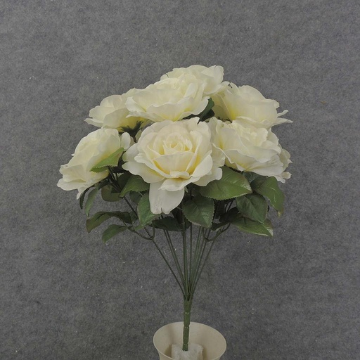 [SE8058-CRM] ROSE BUSH OPEN 19" X12 SATIN  CREAM