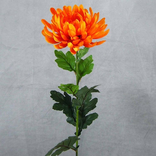 [SEF311-ORG] MUM SATIN SINGLE W/8 LVS 28"  ORANGE
