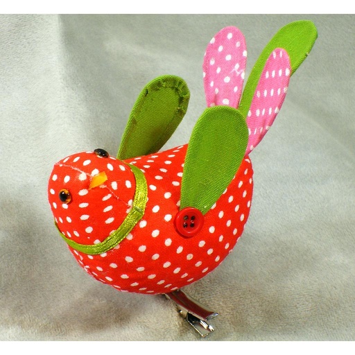 [SJ361] BIRD 4" W/CLIP FABRIC RED 6/BAG
