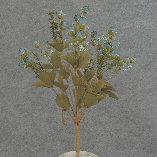 [SEF5015-BLU] ROSE MINI BUSH X9 15.5"  BLUE