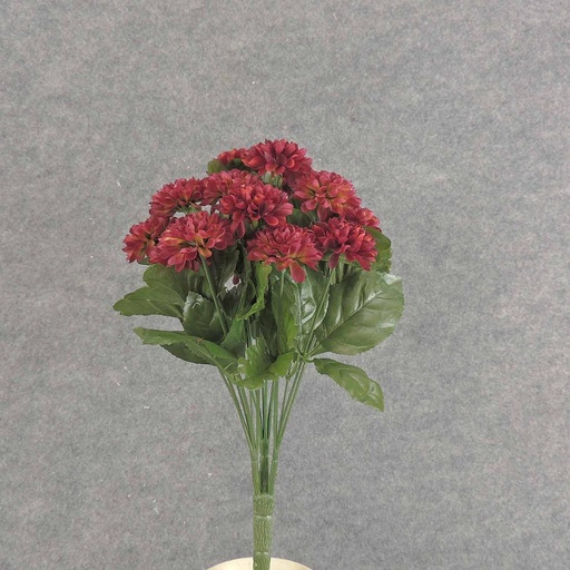 [SEF6020-BUR] MUM (POM POM) BUSH X18  14"  BURGUNDY