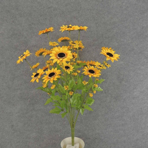 [SEF6030-GYL] 22" SUNFLOWER MINI BUSH X10 SATIN  GOLDEN YELLOW