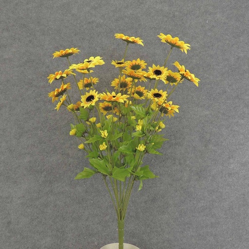 [SEF6030-YEL] 22" SUNFLOWER MINI BUSH X10 SATIN  YELLOW