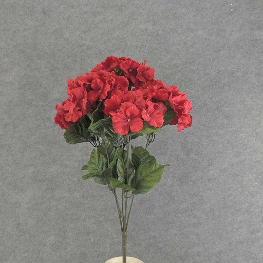 [SEF6033-RED] HYDRANGEA BUSH X5 SATIN/VELVET 22" RED