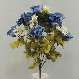 [SEF4005-BLU] ROSE/HYDRANGEA &amp; DAISY BUSH X14  BLUE