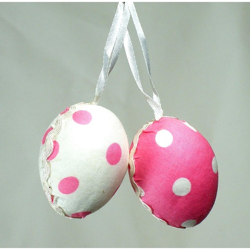 [SJ327-PKW] EASTER EGG HANGING 2" DOTS PINK (6/BAG)