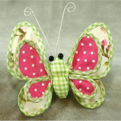 [SJ365-PKD] BUTTERFLY 3.5" X 2.5" W/CLIP  PINK W/DOTS