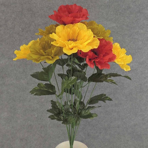 [SEF6046] POPPY BUSH X12  19" RED/GRN/YELLOW