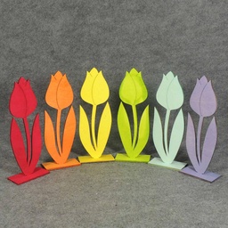 [SJ5026-AST] TULIP 10.5&quot;H WOOD DISPLAY 6-ASSORTED COLOR