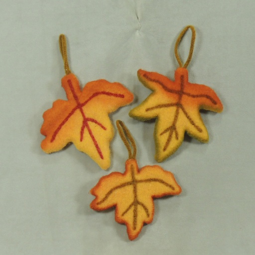 [SJF314] MAPLE LEAF WOOL ORNAMENT 3-ASST 6.5" x 6.5" (3 PER SET)