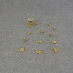[SJF5007-GLD] 9' GARLAND 1.25&quot; SIMPLE WOOD FLOWER  GOLD