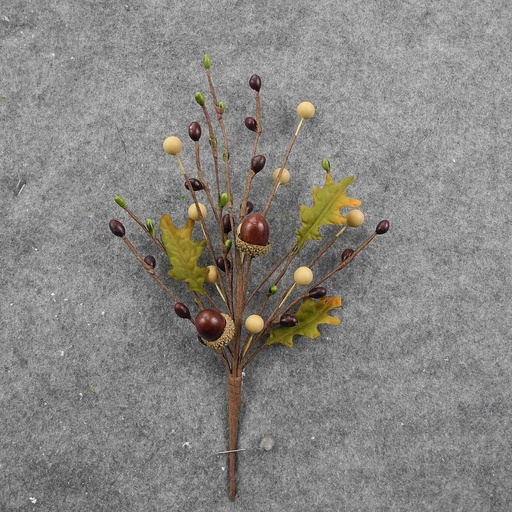 [SLF8018-CBG] BERRY/ACORN/OAK LEAF PICK 10" (6/BAG)   CREAM/GREEN