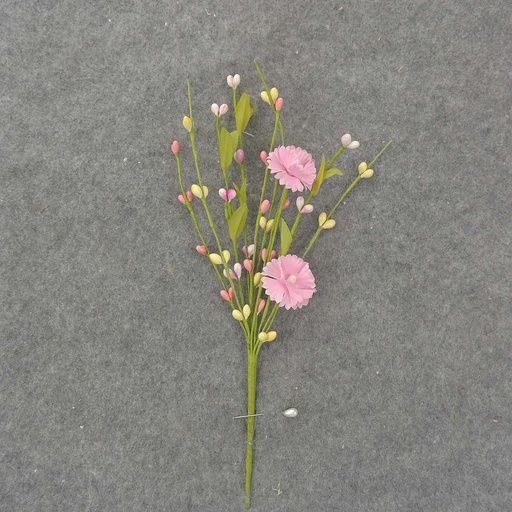 [SL8016-PKY] 10" FLOWER/PIP BERRY PICK (6 PER BAG) PINK/YELLOW