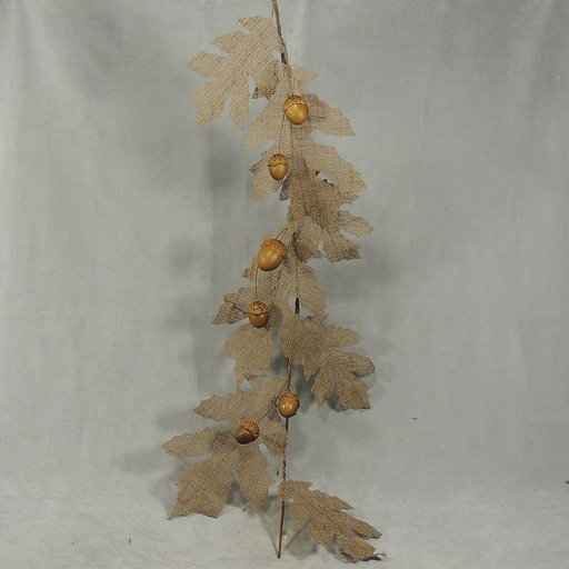 [SRF4011-NAT] 47" NATURALGARLAND BURLAP OAK LEAF/ACORN