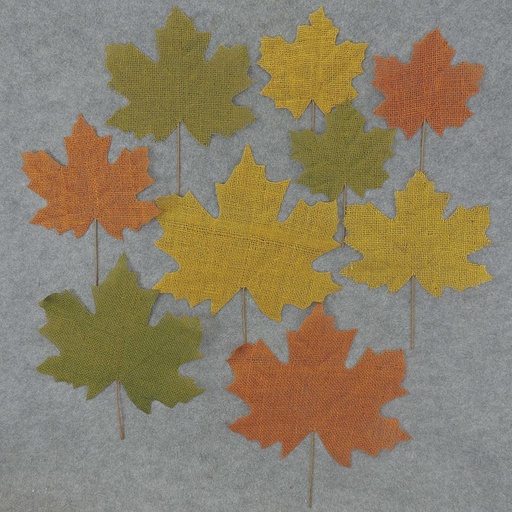 [SRF4015-AST] BURLAP MAPLE LEAVES 14",10",7"