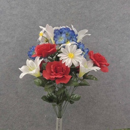 [SN9007] ROSE/LILY/HYDRANGA BUSH RED/WHITE/BLUE