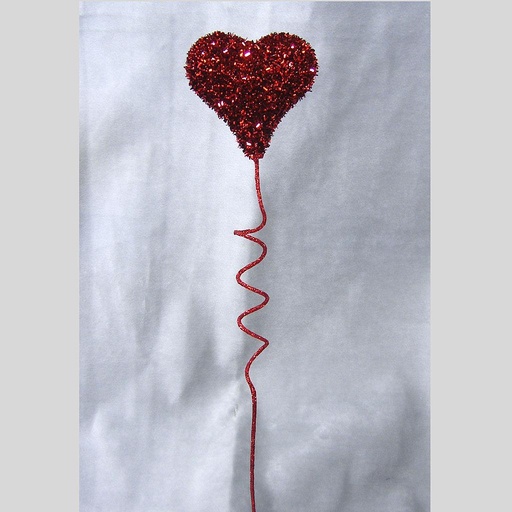 [SR305] 18" HEART 3" GLITTER FOAM PICK RED
