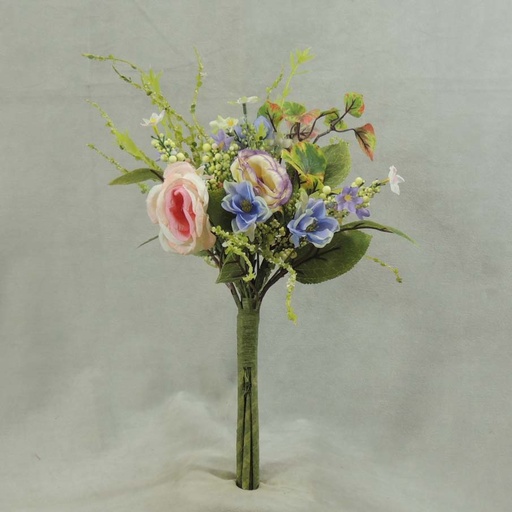 [SR306-PCG] PHILOX/HYDRANGEA/LVS BOQUET 16"  PURPLE/CREAM/GREEN