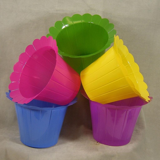 [SR4007-AST] POT(6" GP) COVER SCALLOP 6-AST GN-YL-BL-PK-PU-HPK