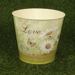 [SR4035-GRN] PLANTER TIN 9&quot; x 8&quot; W/PRINT W/LINER GREEN