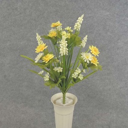 [SR6020-YCM] HYACINTH/DAISY BUSH X10 15&quot;  YELLOW/CREAM