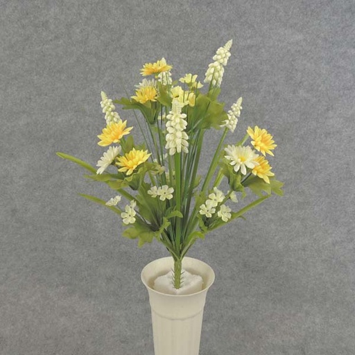 [SR6020-YCM] HYACINTH/DAISY BUSH X10 15"  YELLOW/CREAM