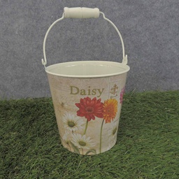 [SR6062S-DAI] PAIL W/HNDL 4.75&quot;x4.75&quot; w/LINER GERBERA PRINT