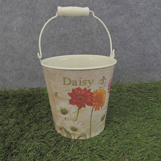 [SR6062S-DAI] PAIL W/HNDL 4.75"x4.75" w/LINER GERBERA PRINT