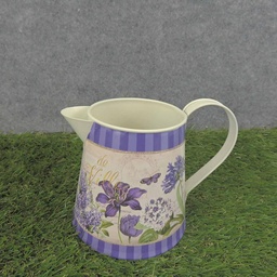 [SR6063-PUR] PLANTER WATERING CAN 3.5x4.75&quot; CLEMATIS PRINT