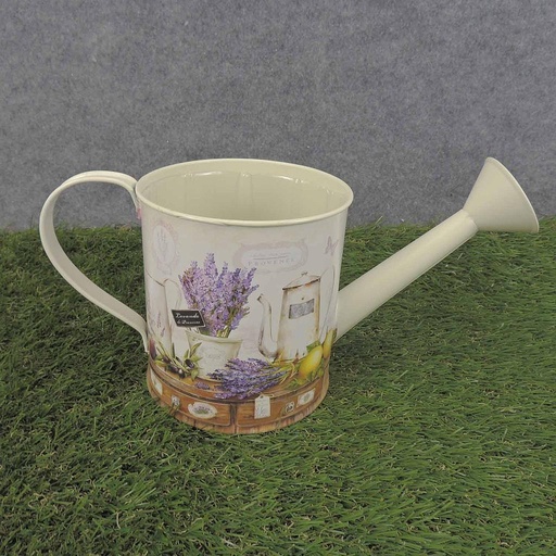 [SR6064-LAV] PLANTER WATERING CAN 12x5" LG LAVENDER PRINT