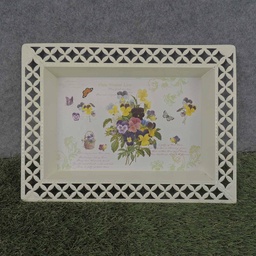 [SR6074-PAN] METAL TRAY 15x11&quot; PANSY PRINT