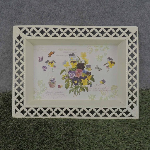 [SR6074-PAN] METAL TRAY 15x11" PANSY PRINT